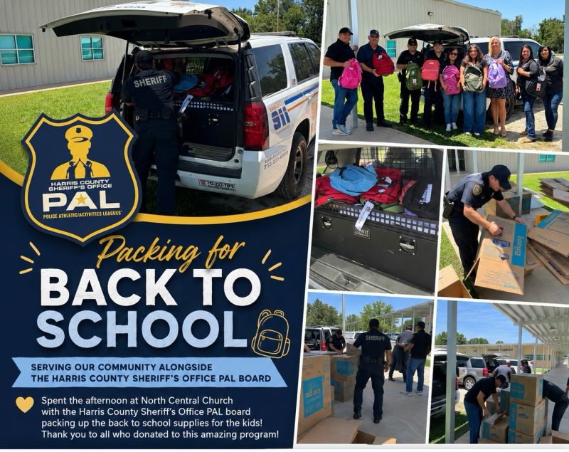 HCSO PALS and community partners preparing school supplies for youth